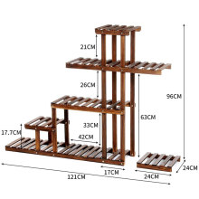 Atacado portátil sólido bambu de madeira ajustável no meio do século stand stand interno bambu planta stand para jardim doméstico